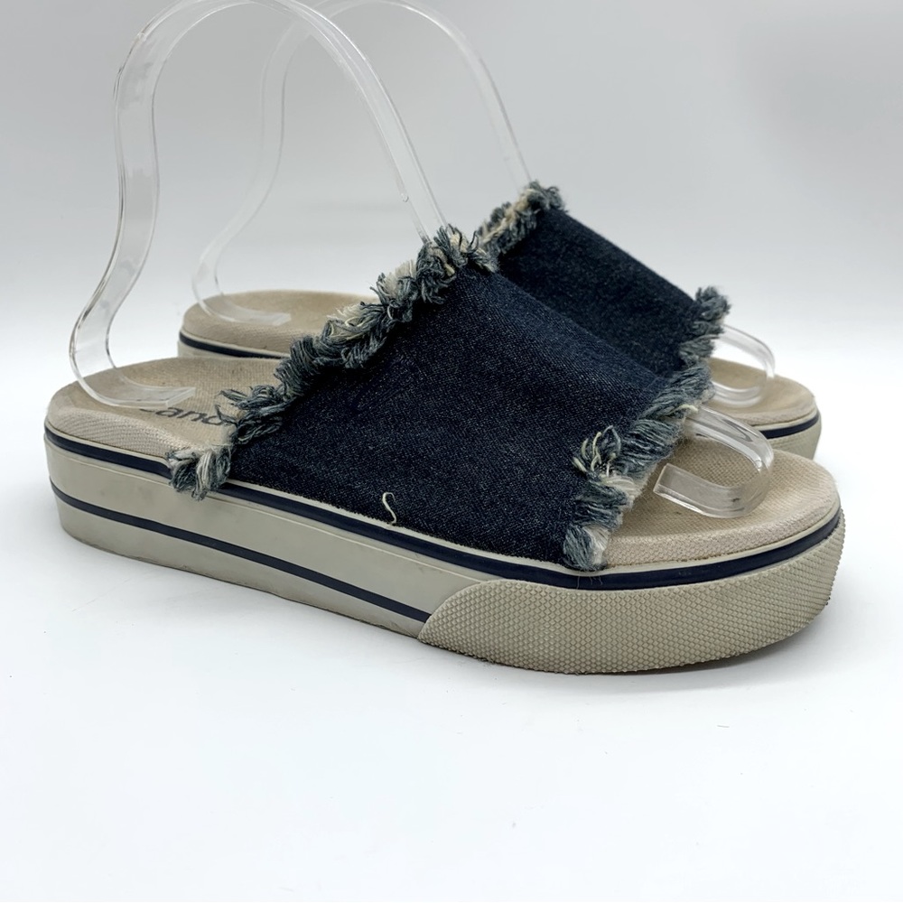 VINTAGE Y2K Candie's Distressed Denim Platform Sneaker Slide Sandals Size 7